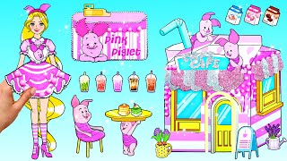 [🐾paper Diy🐾] Rapunzel Mother and Daughter Decorate Pink Piglet Coffee | Rapunzel Compilation 놀이 종이