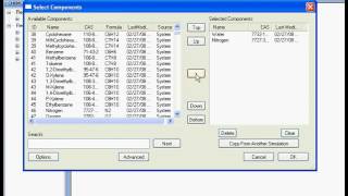 chemcad selecting component