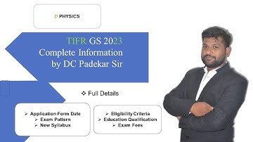 TIFR GS EXAM 2023 | Eligibility | New syllabus & Exam pattern | Exam dates | Exam fees |