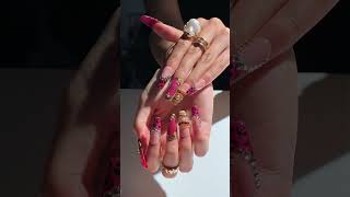 Flora Nails 005|Pink Leopard Glam|Handmade 3D Press-On Nails