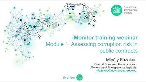 iMonitor webinar: Module 1.1. Understanding corruption and risk indicators in public procurement