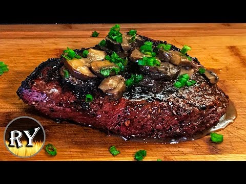 Grilled Flat Iron Steak With Mushroom Butter Sauce