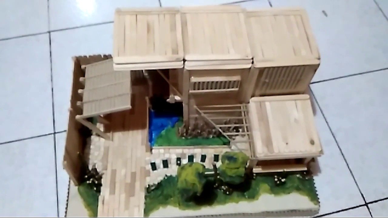 880 Koleksi Gambar Rumah Dua Tingkat Dari Stik Es Krim HD
