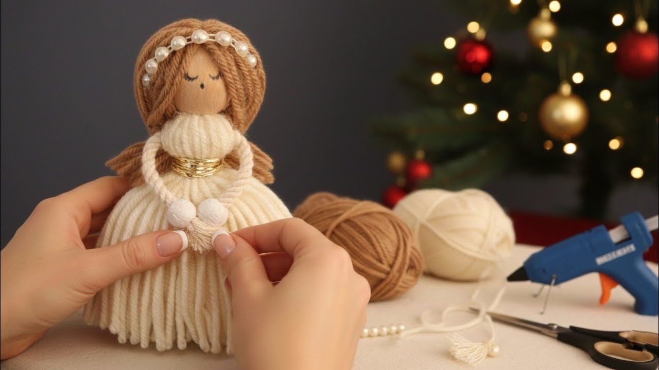 In this video, I show you how to make a handmade yarn angel Christmas ornament step by step. This simple and elegant DIY holiday decoration can be made with basic materials and is perfect for Christmas trees or as a lovely handmade gift.  #shemarkcrafts #christmasornaments #christmasdecor #christmasangel