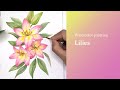Lilies – easter watercolor painting process with relaxing piano music (outline available)