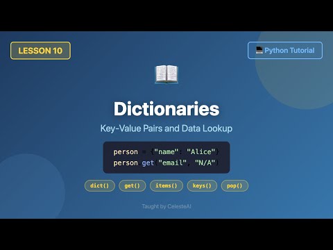 Learn Python Dictionaries - get(), items(), pop(), Comprehensions (Tutorial #10)