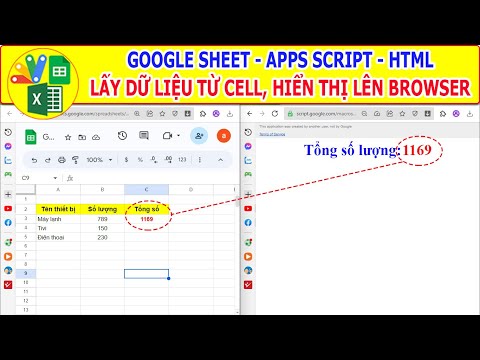 Google sheet, Apps script, HTML | Lấy dữ liệu từ CELL Spreadsheet và hiển thị trên Browser