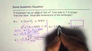 Length of Rectangle is 7 more Find Dimensions for Area 330