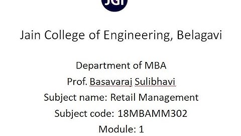 Retail Management Module 1 Part 1