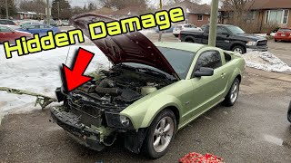 Finding Hidden Damage On The Mustang (Not Good) Rebuilding A Wrecked 2005 Mustang GT EP: 2