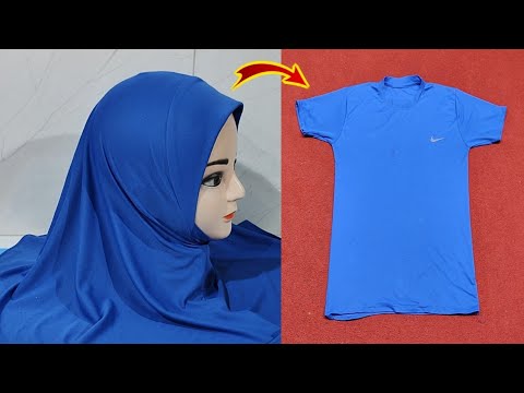 Hijab/ Scarf From Old Tshirt/ Namaz Hijab cutting stitching/ Instant Hijab cutting Stitching/ Khimar