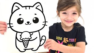 Adel is Coloring a Kitty & Ice Cream!