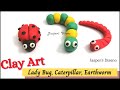 Easy clay art insects  miniature lady bug caterpillar earthworm  play dough bugs  simple tutorial