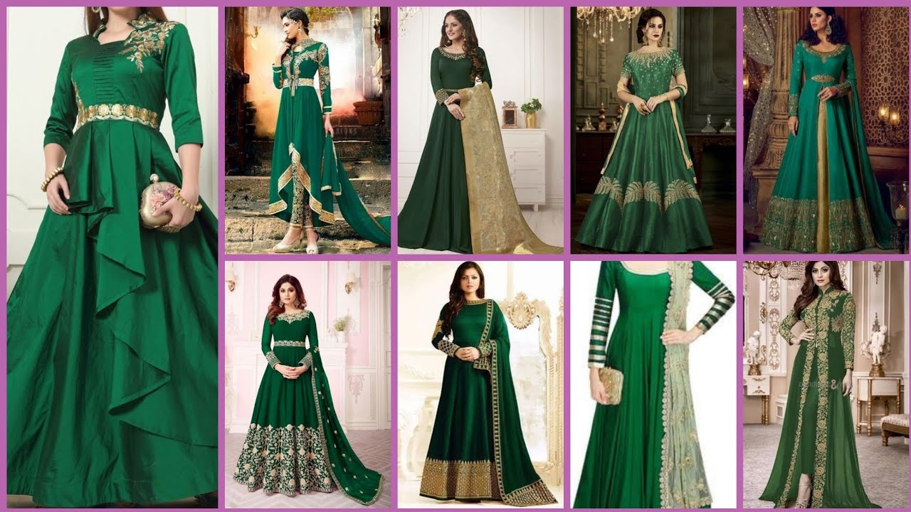 green long frock design