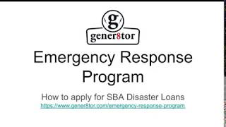 gener8tor Emergency Reponse Program: How to apply for SBA Disaster Loan