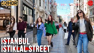 Istanbul Turkey City Center Istiklal Street, Taksim Square Walking Tour 4K