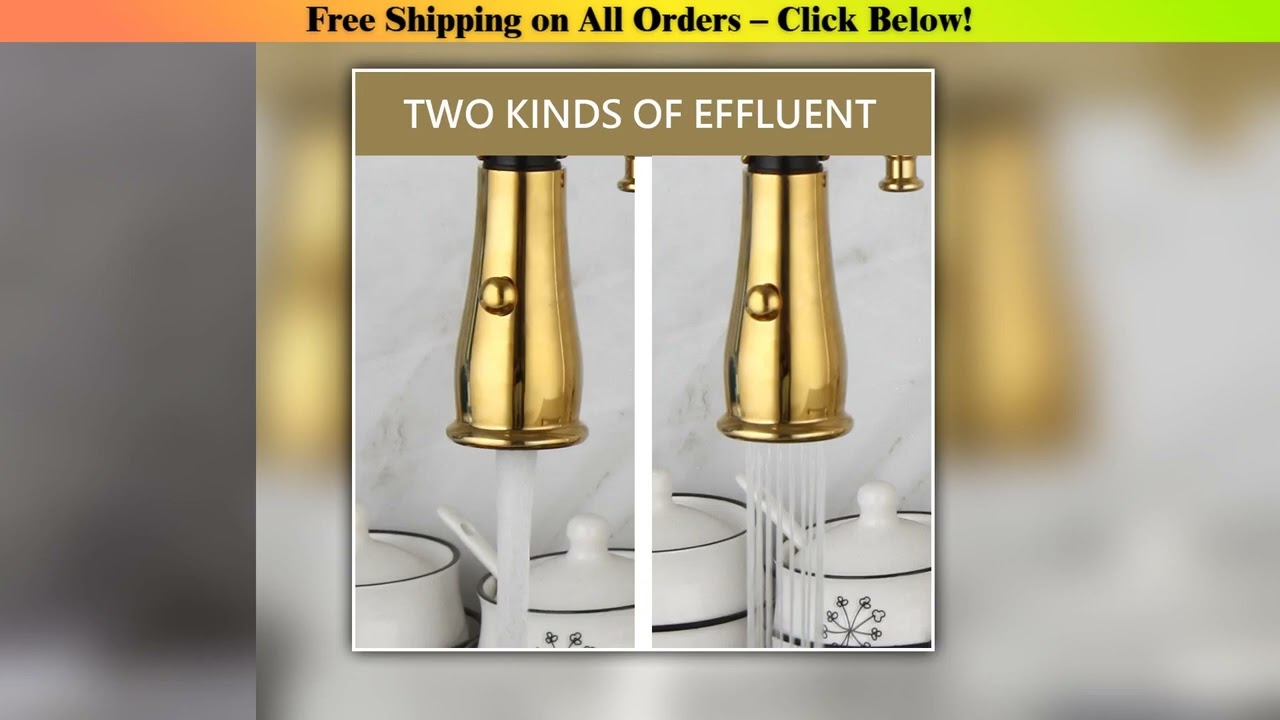 ZAPPO Gold and Chrome Kitchen Sink Faucet High Arc 360 Swiveling Faucets Dual-Mode Pull-Down