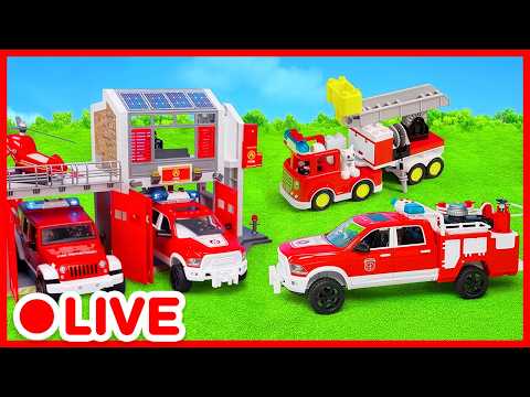 🔴 CANLI! İtfaiye Kamyonları ile Kurtarma Macerası! 🚒 İnşaat Oyuncakları Çocuklar için | Kidibli