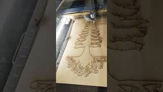 Laser cut Cedar Tree puzzle at the Bellingham Makerspace