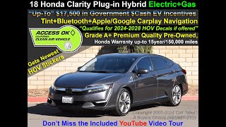 2018 Honda Clarity Plug in Hybrid Grey and Government Plug in Incentives For Sale Video Tour+Drive by mybestcarcom 106 views 4 months ago 28 minutes