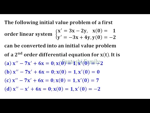 initial value problem system of linear differential equation Second Order DU 2017 Delhi University