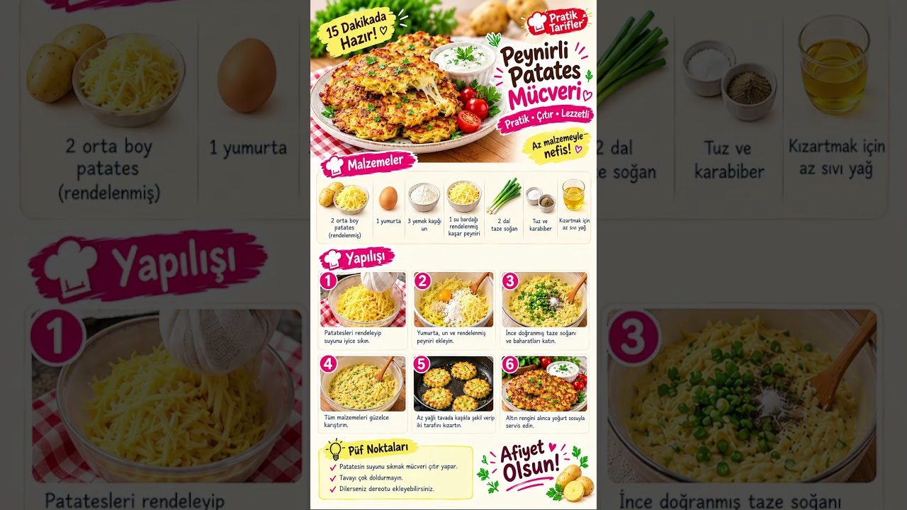 🥔 Peynirli Patates Mücveri #yemektarifleri #pratiktarifler #pratikyemekler #kesf 🥔 Peynirli Patates Mücveri #yemektarifleri #pratiktarifler #pratikyemekler #kesf
