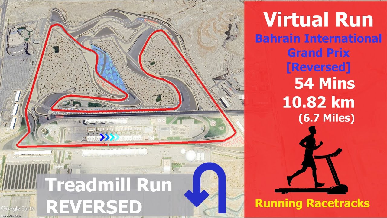 Virtual Run - Bahrain GP Track Reversed | 2 Laps - 10.82km | Treadmill  Running | 4K