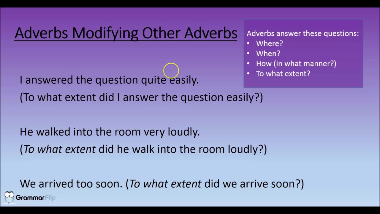 Adverbs Modifying Other Adverbs Grammar Lesson YouTube