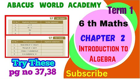 6th Maths Term 1 chapter 2 Introduction to Algebra Try These pg no 37,38 #abacusworldacademy