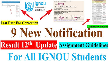 9 New Notification For All IGNOU Students, Result 12th Update, Assignment  Guidelines & other Notice