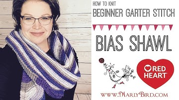 Easy Beginner Garter Stitch Bias Shawl Video 2 of 2