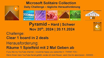 Solitaire Daily Challenges | Pyramid - Hard | Nov 20th, 2024