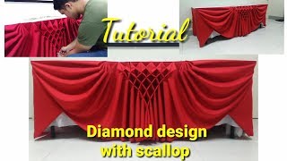 Table skirting DIAMOND DESIGN with scallop. Basic Pleats. Table decoration. #tutorial