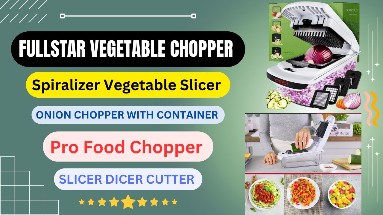 Fullstar Vegetable Chopper - Spiralizer Vegetable Slicer - Onion Chopper  with Container - Pro Food Chopper - Slicer Dicer Cutter - (11 in 1, White)