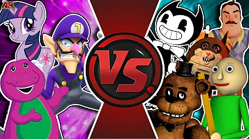 PURPLE vs INDIE HORROR! (Waluigi vs Baldi, Bendy & More!) Cartoon Fight Club BONUS