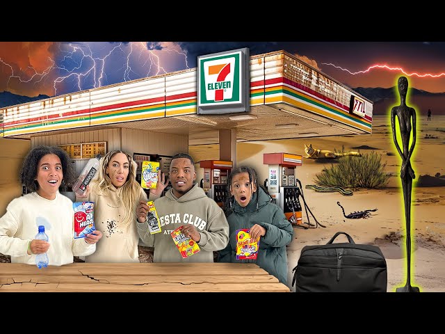 Eating Only GAS STATION FOOD for 24 Hours!! Challenge *Haunted Scary* class=