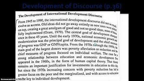 Discourse and Development, Part 1