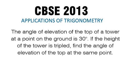 The angle of elevation of the top of a tower at a point on the ground is 30°.