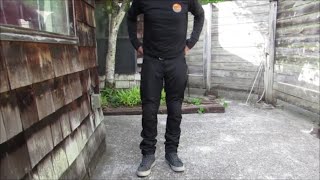 Rev'it Eclipse Pants Version 1 Medium Short Trying on.  5'8 155 pounds 33" waist 29" inseam.