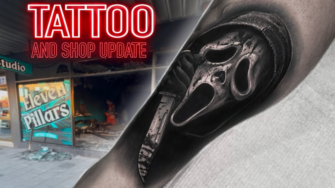 GHOSTFACE TATTOO IN REAL TIME | SHOP UPDATE | Chris Sinclair tattoos