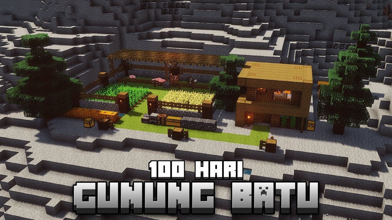 100 Hari Minecraft Gunung Batu - YouTube