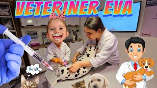 Eva Veteriner Oldu Hasta Köpeğe İğne Yapıp Tedavi Ediyor - Kidzania - VETERİNER OYUNU