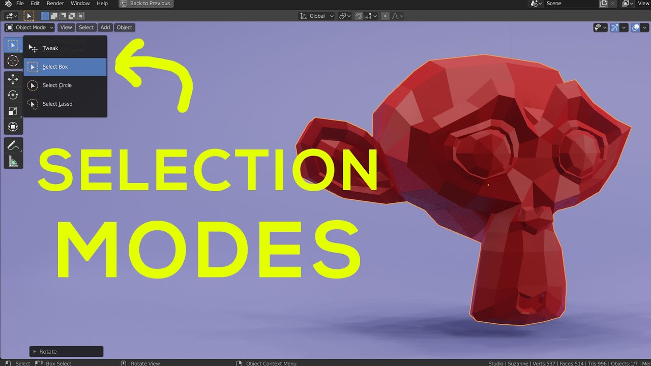 Selection Modes, X-Ray, \U0026 Deselect In Blender 2.8 - 3D Printing Design For Beginners (2020)