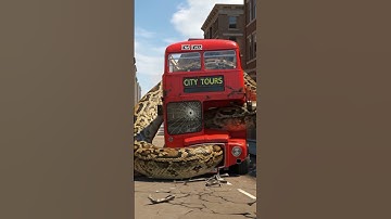 Giant Snake Crushes City Tour Bus! 🐍🚍 #shorts #trending #viralvideo #naturalexplore