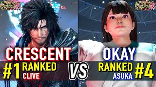 T8 🔥 CRESCENT (#1 Ranked Clive) vs OKAY (#4 Ranked Asuka) 🔥 Tekken 8 High Level Gameplay
