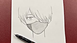 Easy anime drawing  how to draw anime boy wearing a mask  YouTube