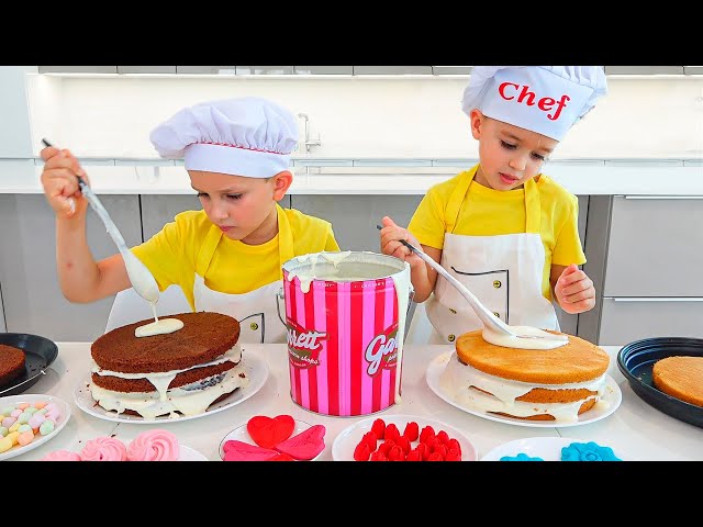 Vlad and Niki Cooking and playing with Mom - Funny stories for children class=