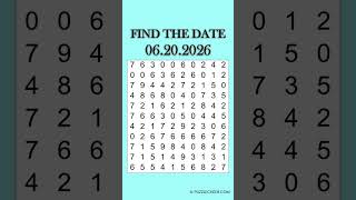 Find Today's Date-06.20.2026 - Word Search Puzzle-FIND BOTH #numbersearch #numberpuzzle #todaysdate