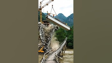 🎯Bridge Collapse During Construction! Crane Drops Massive Concrete Beam #ConcreteBeam