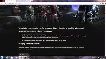 SWTOR Server Transfers Now Up!